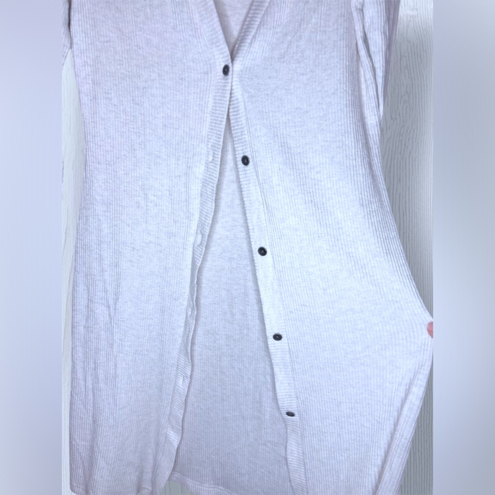 ROXY City at Night Coastal Grey Ribbed Longline Cardigan Button Front Layer - Picture 6 of 11